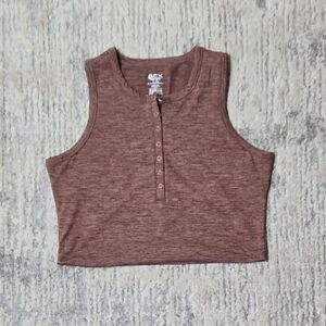 Brown Sleeveless Workout Tank Top Activewear Gym Running sporty Womans Xlarge